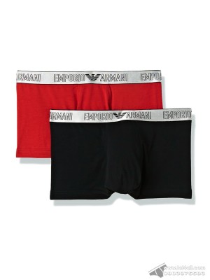 Quần lót nam Emporio Armani Cotton Silver Trunk 2-pack Black/Red