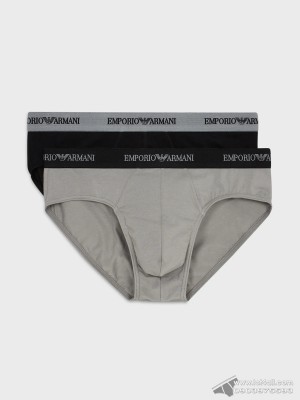 Quần lót nam Emporio Armani Stretch Cotton Brief 2-pack Black/Grey