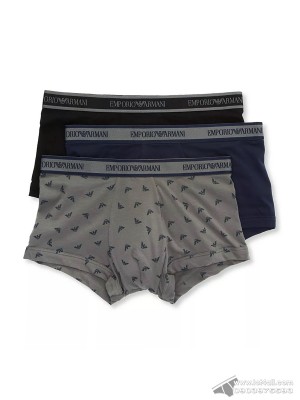 Quần lót nam Emporio Armani Core Logoband Stretch Cotton Trunk 3-pack Black/Pewter/Marine