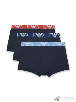 Quần lót nam Emporio Armani Bold Monogram Stretch Cotton Trunk 3-pack Marine Multi