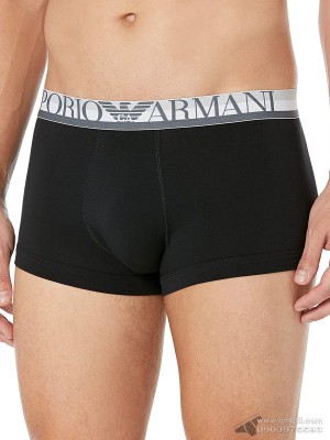 Quần lót nam Emporio Armani Striped Logo Cotton Stretch Trunk Black