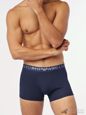Quần lót nam Emporio Armani Rubber Pixel Logo Trunk Marine