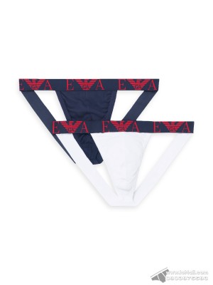 Quần lót nam Emporio Armani Bold Monogram Jockstrap 2-pack White/Marine