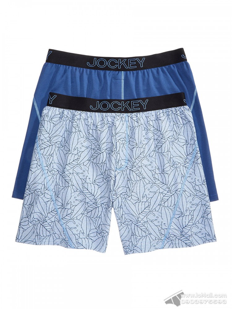 Quần boxer nam Jockey Knit No Bunch 2-pack Blue Navy Flora/Solid