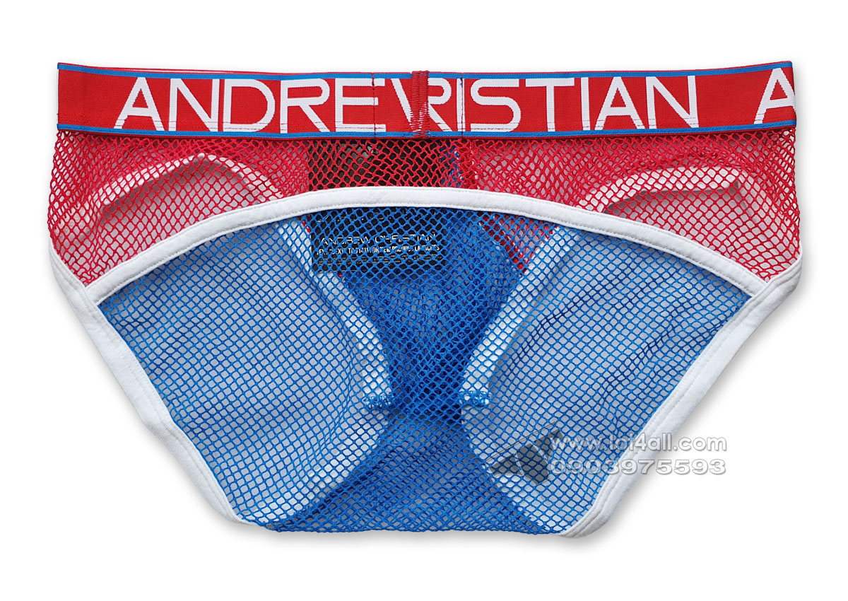 Quần lót nam Andrew Christian 92114 Retro Almost Naked Mesh Brief Red/Blue
