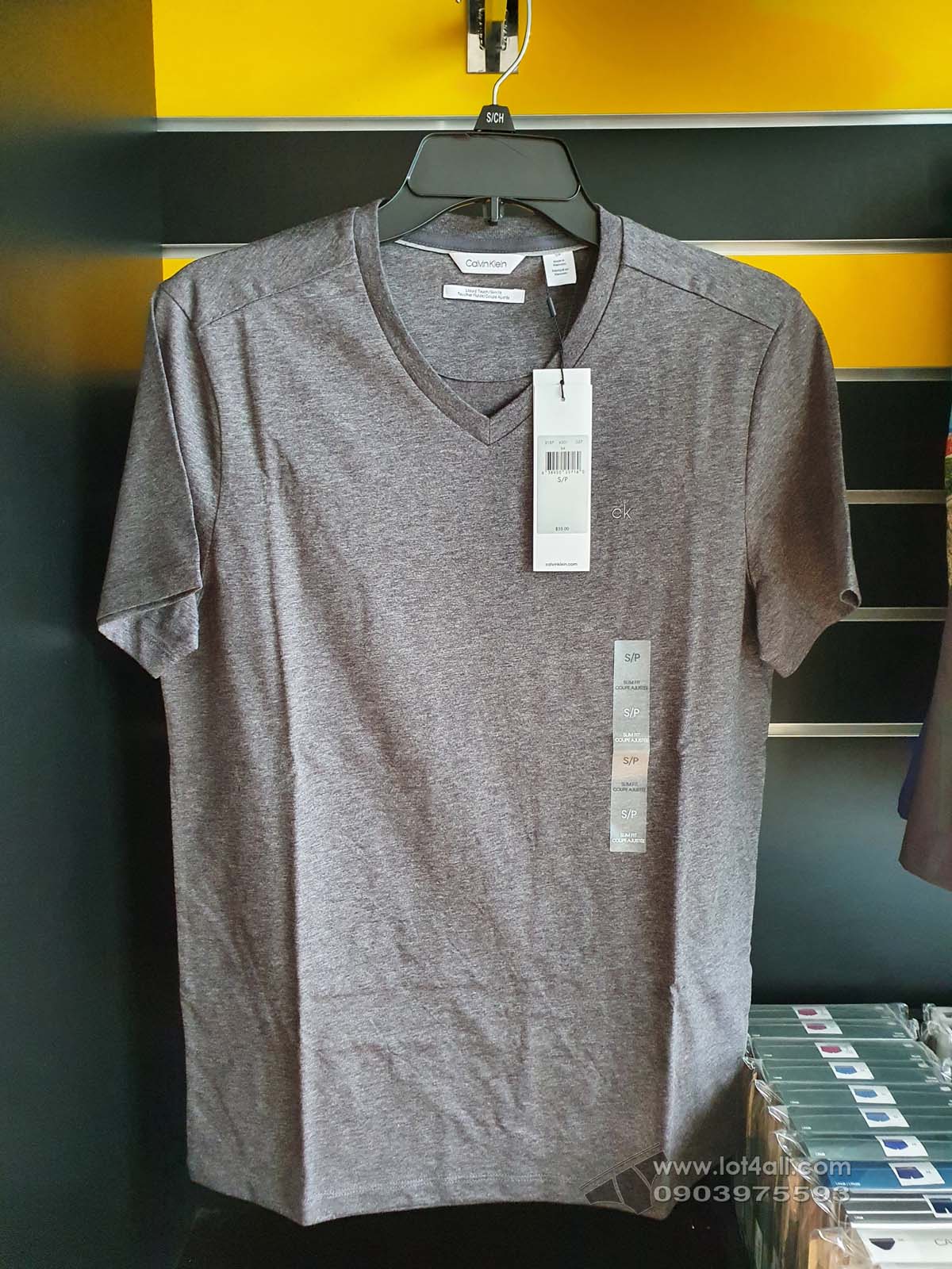 Áo thun nam Calvin Klein 6301 Liquid Touch Slim Fit V-neck T-Shirt Storm Grey