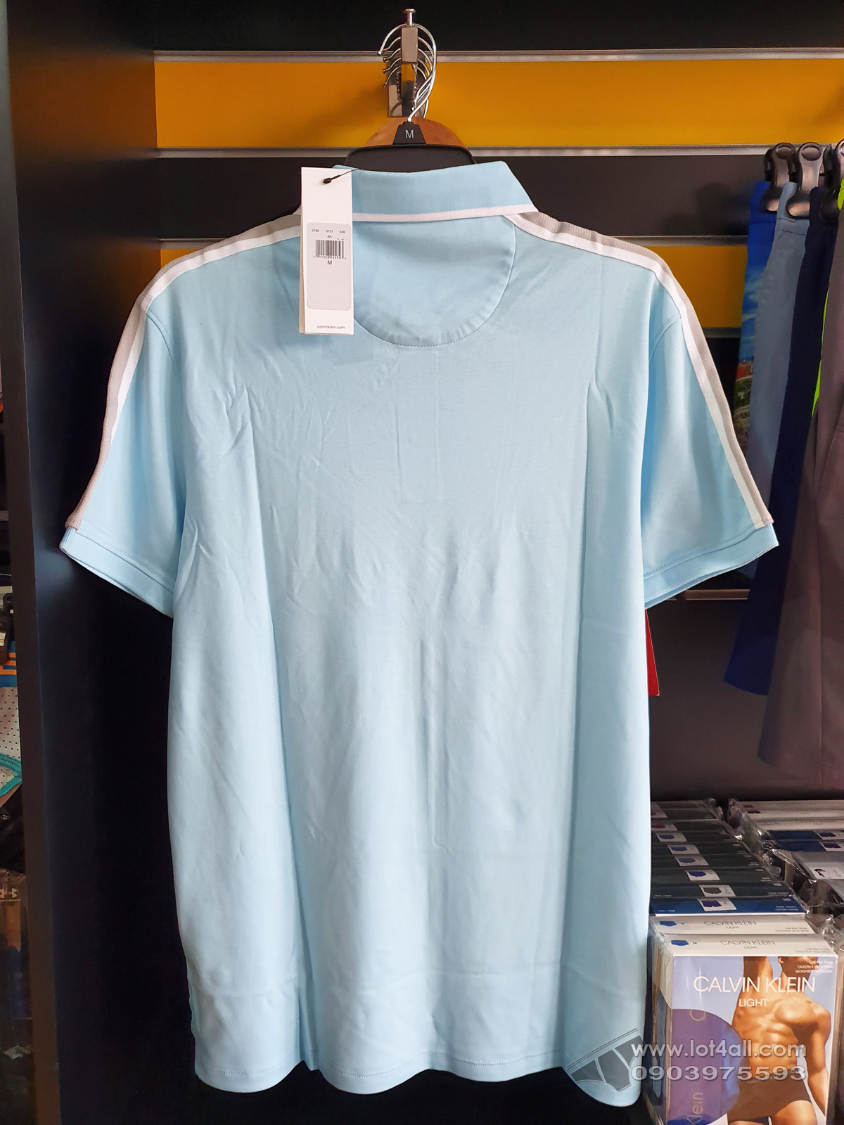 Áo thun nam Calvin Klein 6731 New Essentials Regular Fit Liquid Touch Solid Polo Shirt Bright Ice