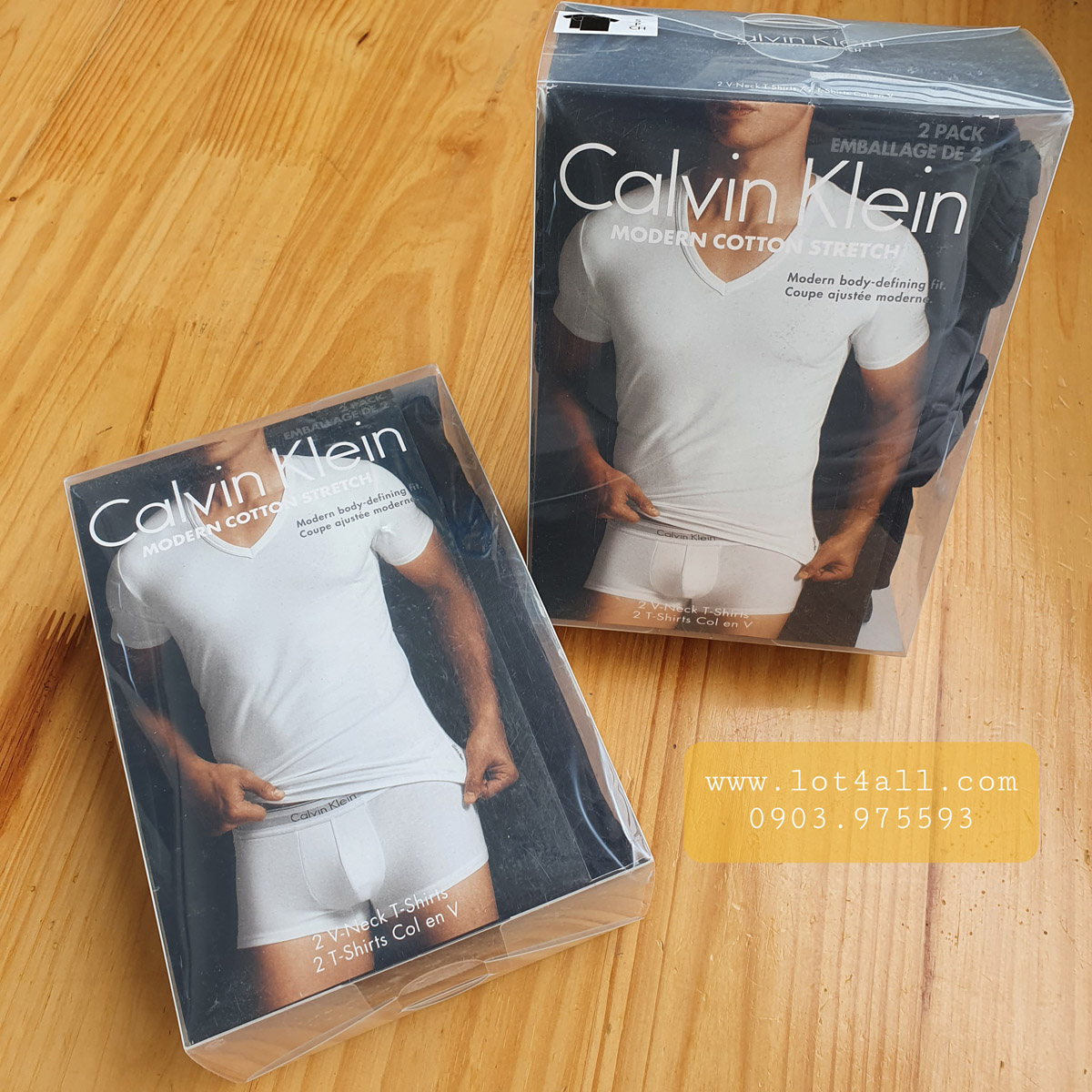 Áo lót nam Calvin Klein NB1089 Modern Cotton Stretch V-Neck T-Shirt 2-pack Black