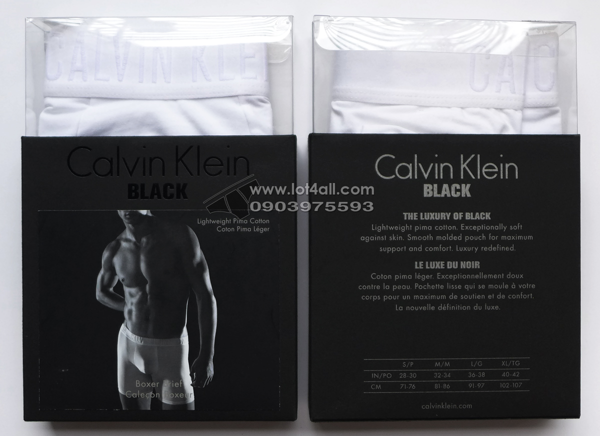 Quần lót nam Calvin Klein NB1308 CK Black Pima Cotton Boxer Brief White