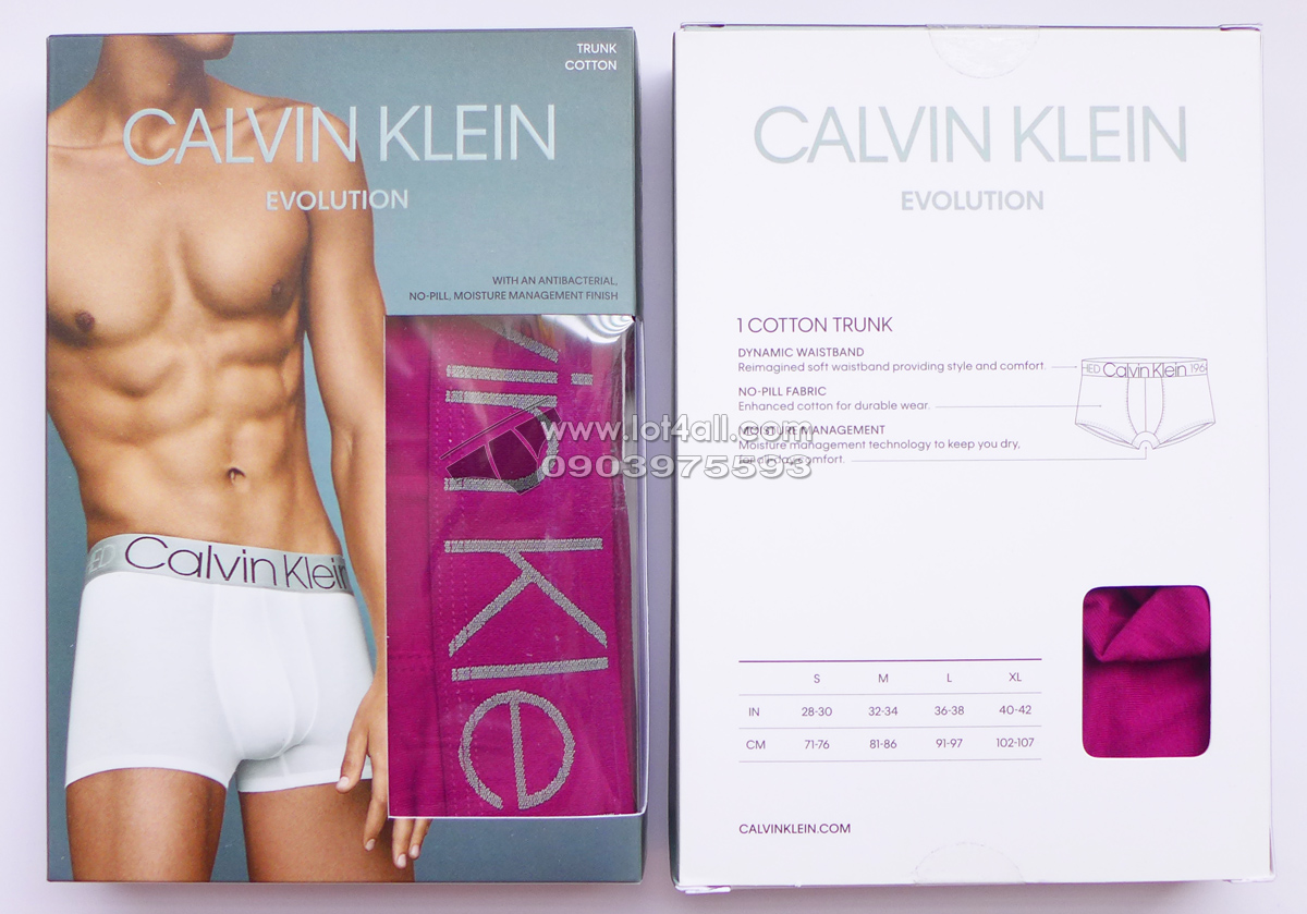 Quần lót Calvin Klein NB1565 Evolution Cotton Trunk Magenta