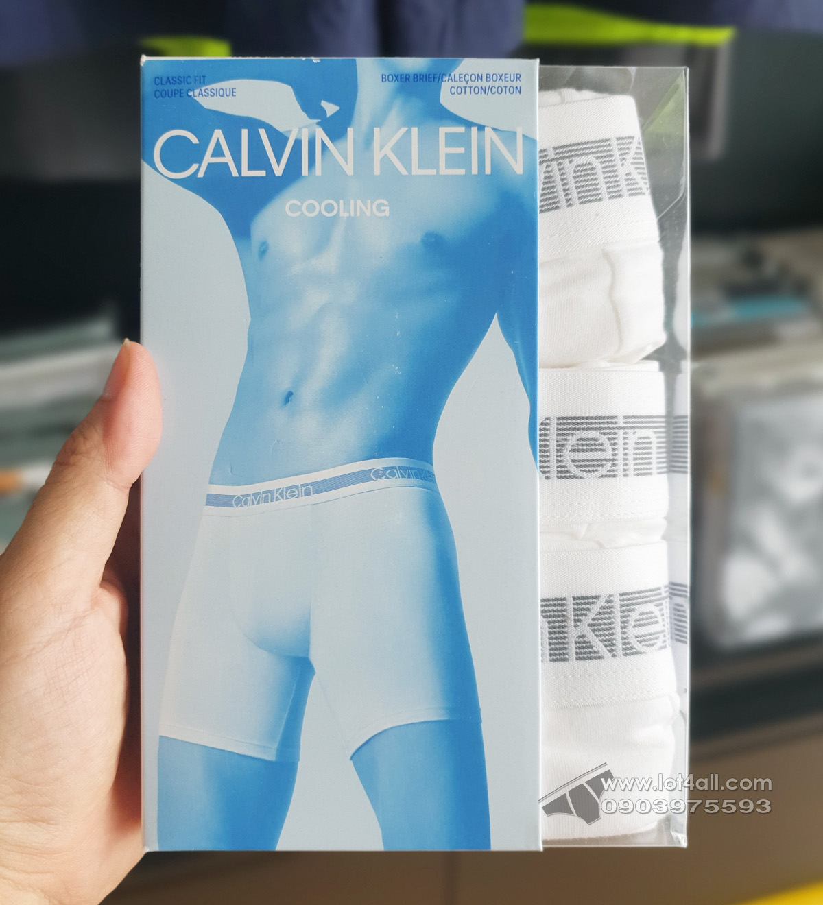 Quần lót nam Calvin Klein NB1799 Cooling Cotton Boxer Brief 3-pack White