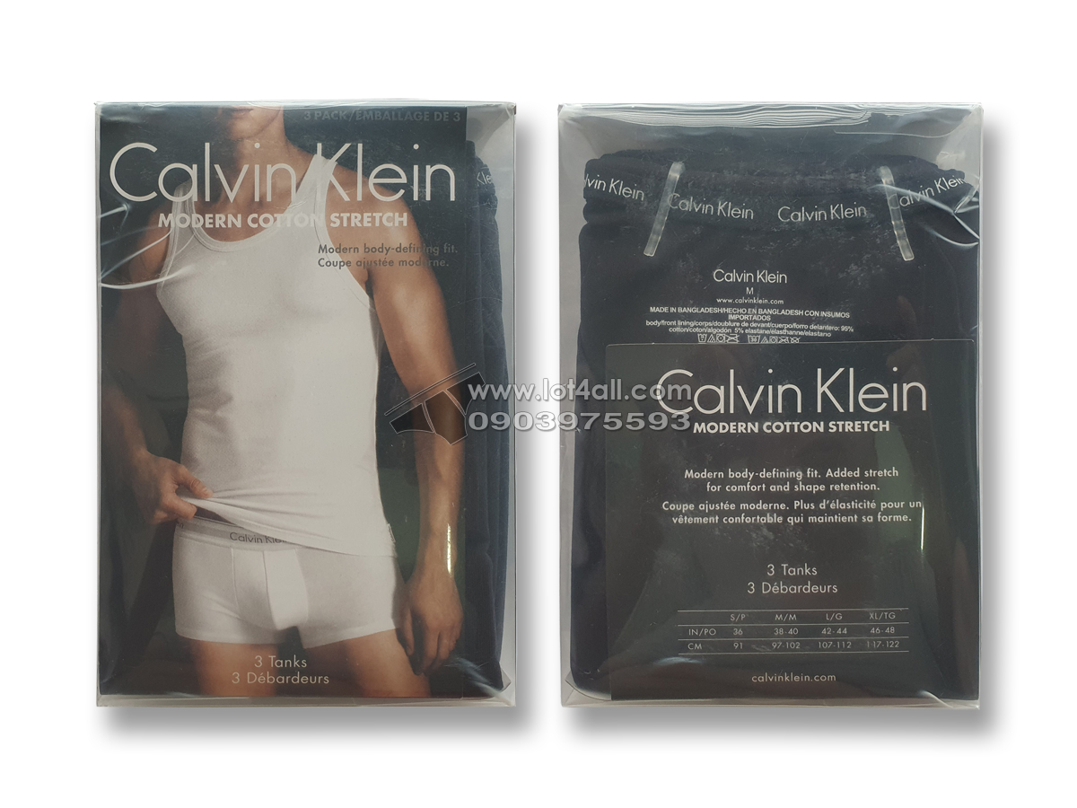 Áo lót nam Calvin Klein NB2450 Modern Cotton Stretch Tank Top 3-pack Black