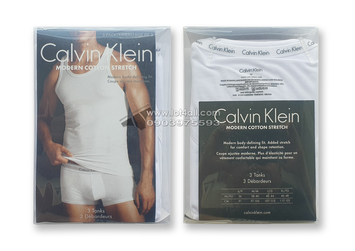 Áo lót nam Calvin Klein NB2450 Modern Cotton Stretch Tank Top 3-pack White