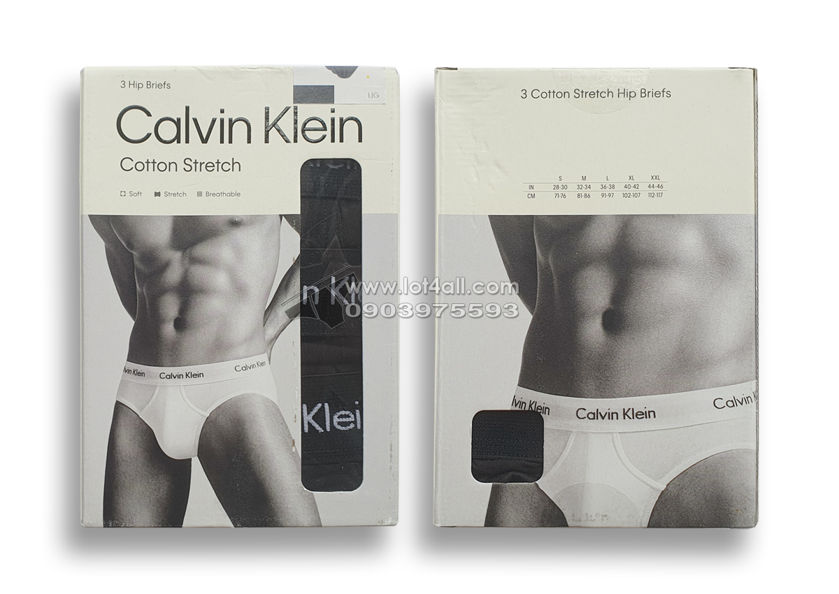 Quần lót nam Calvin Klein NB2613 Cotton Stretch Hip Brief 3-pack Black