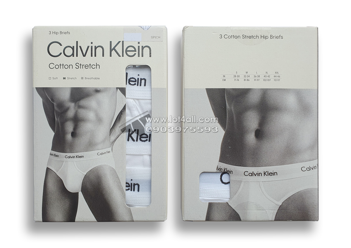 Quần lót nam Calvin Klein NB2613 Cotton Stretch Hip Brief 3-pack White