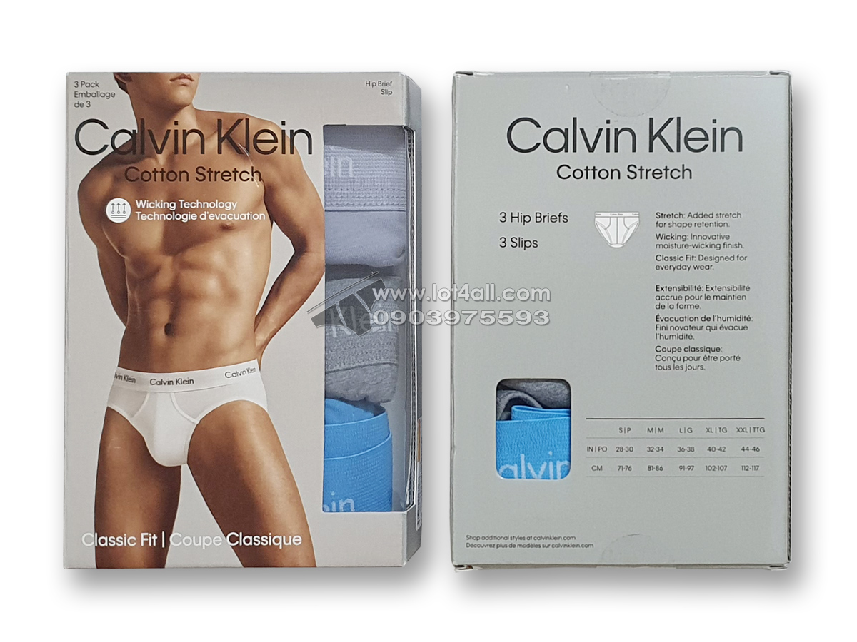 Quần lót nam Calvin Klein NB2613 Cotton Stretch Hip Brief 3-pack Multi