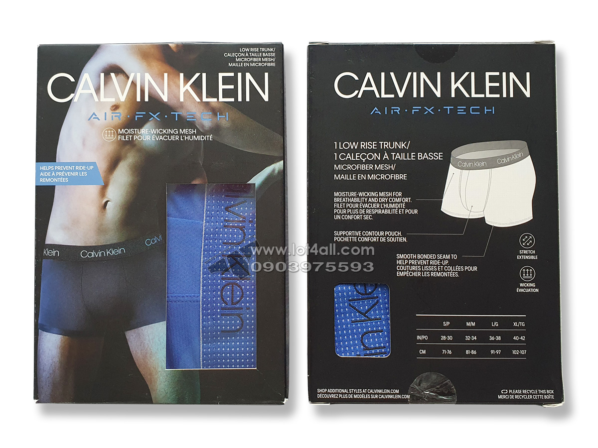 Quần lót nam Calvin Klein NB2753 Air FX Tech Micro Low Rise Trunk Kettle Blue