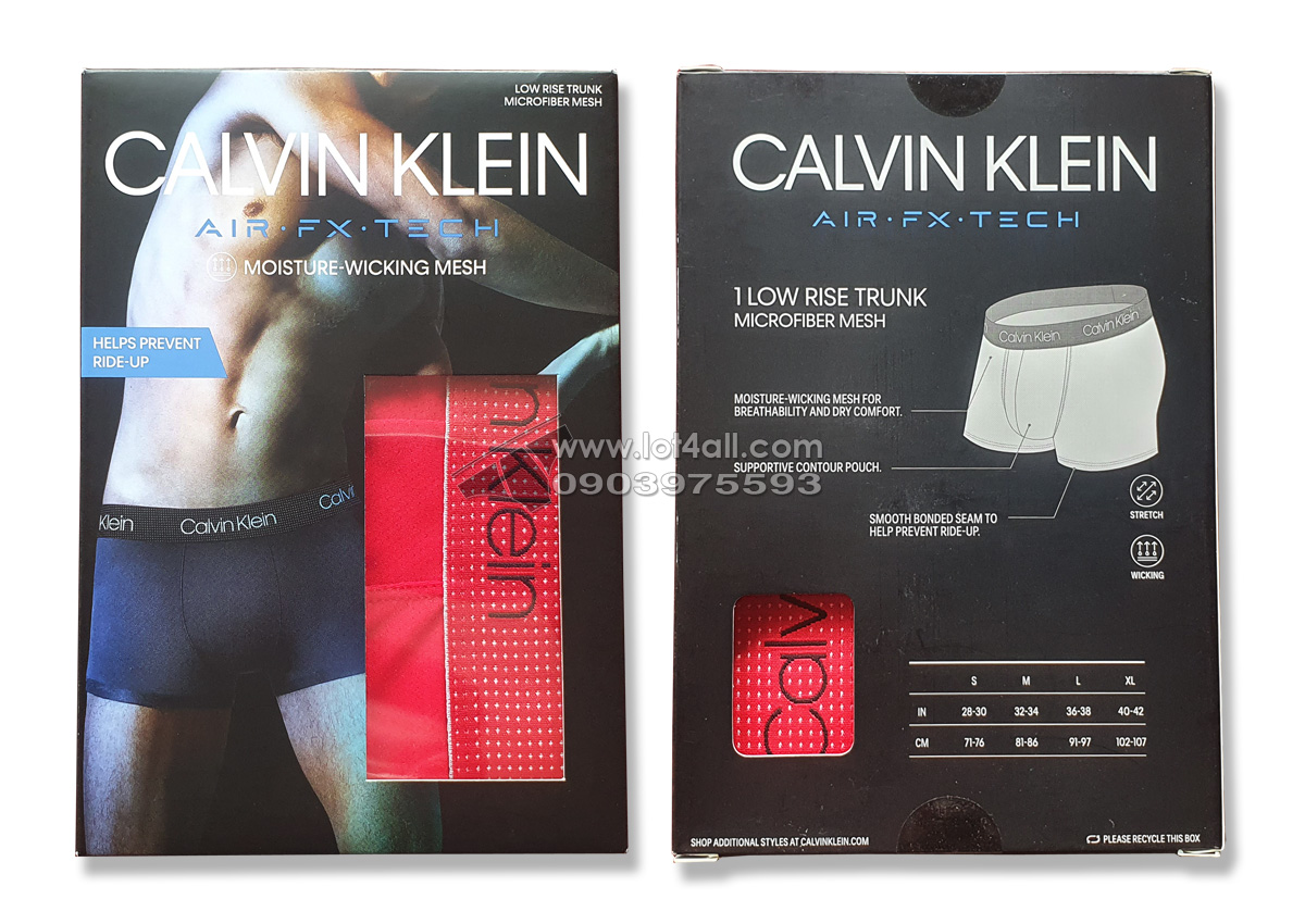Quần lót nam Calvin Klein NB2753 Air FX Tech Micro Low Rise Trunk Red Gala