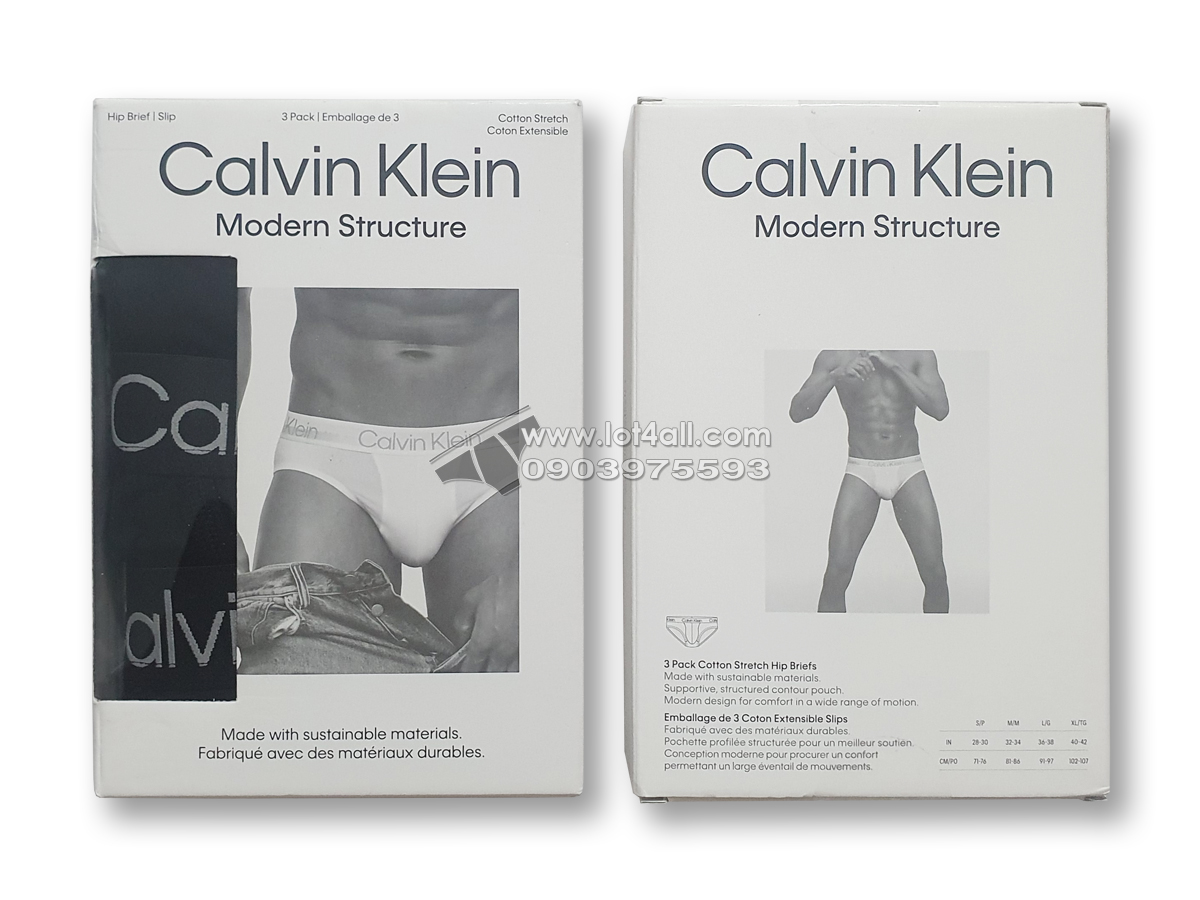 Quần lót nam Calvin Klein NB2969 Modern Structure Cotton Hip Brief 3-pack Black