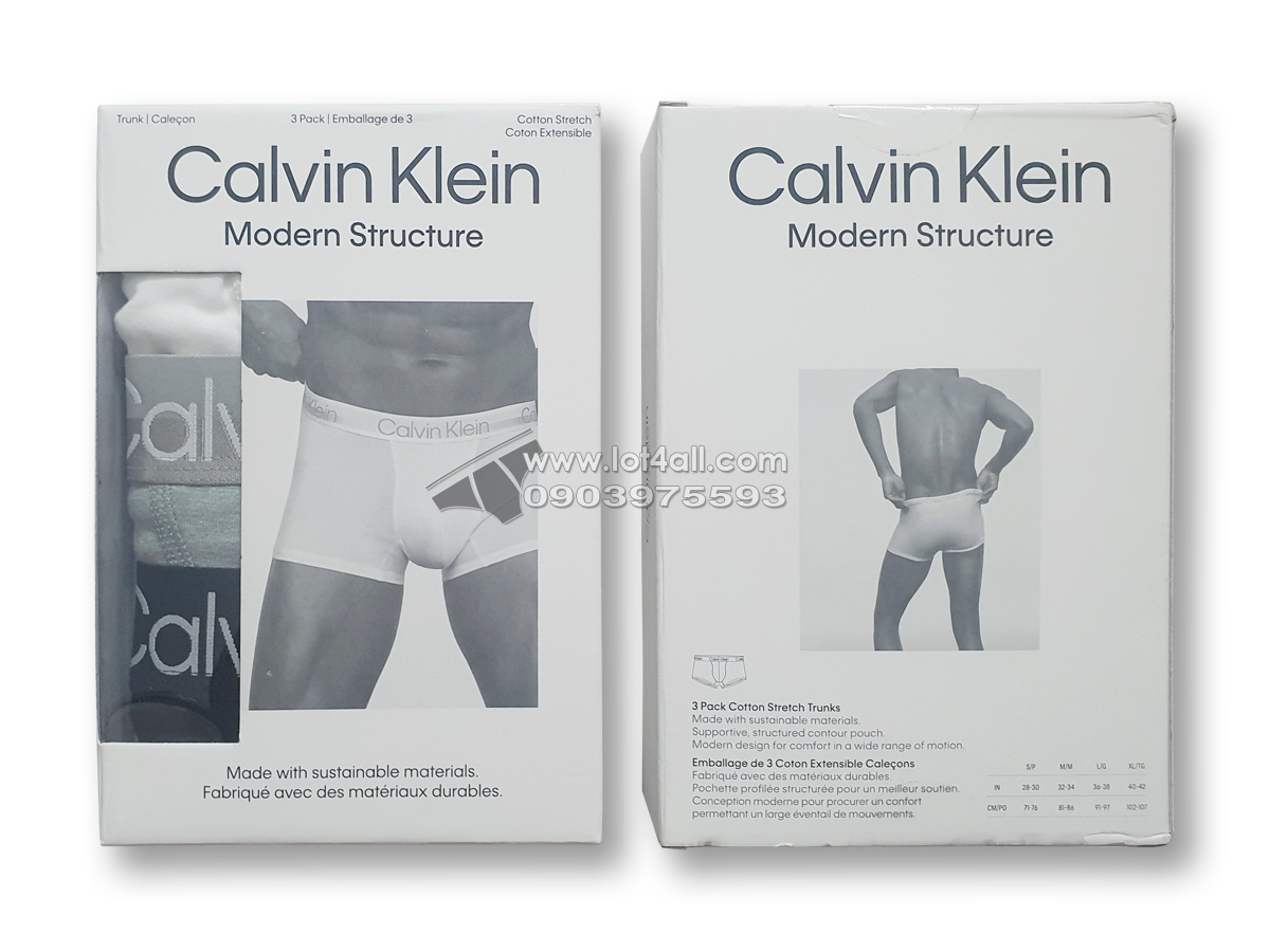 Quần lót nam Calvin Klein NB2970 Modern Structure Cotton Stretch Trunk 3-pack Multi1