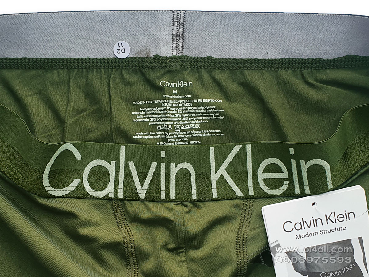 Quần lót nam Calvin Klein NB2974 Modern Structure Micro Low Rise Trunk Army Green