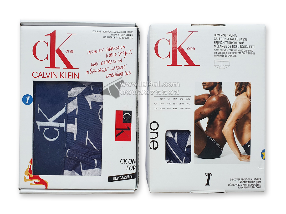 Quần lót nam Calvin Klein NB2990 CK One Plus Low Rise Trunk CK1 Print Blue Shadow