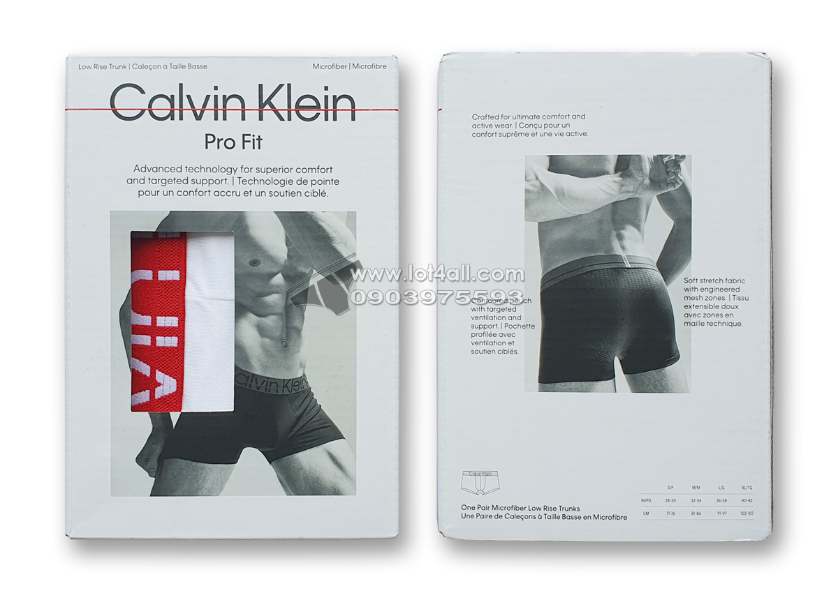 Quần lót Calvin Klein NB3031 Pro Fit Micro Low Rise Trunk White