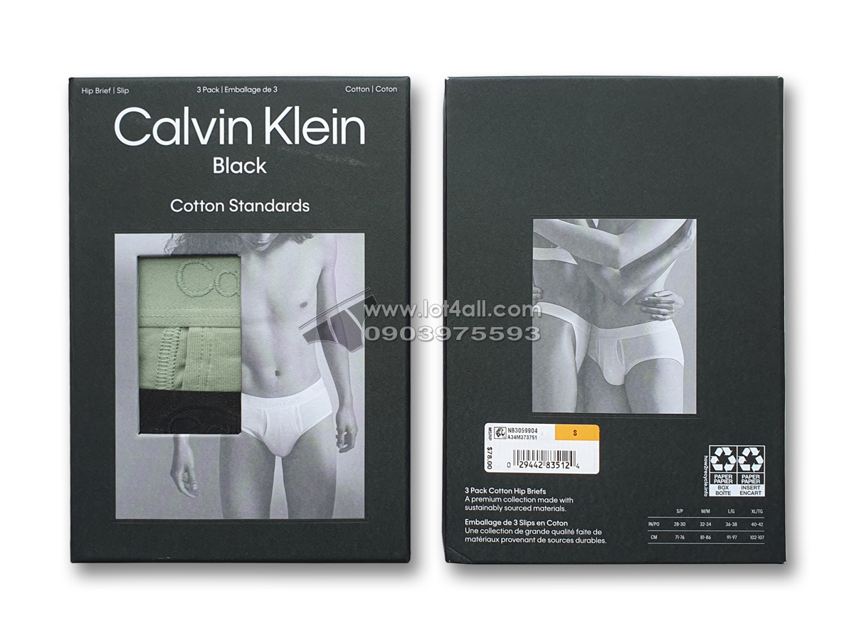 Quần lót nam Calvin Klein NB3059 CK Black Standards Cotton Hip Brief 3-pack Multi