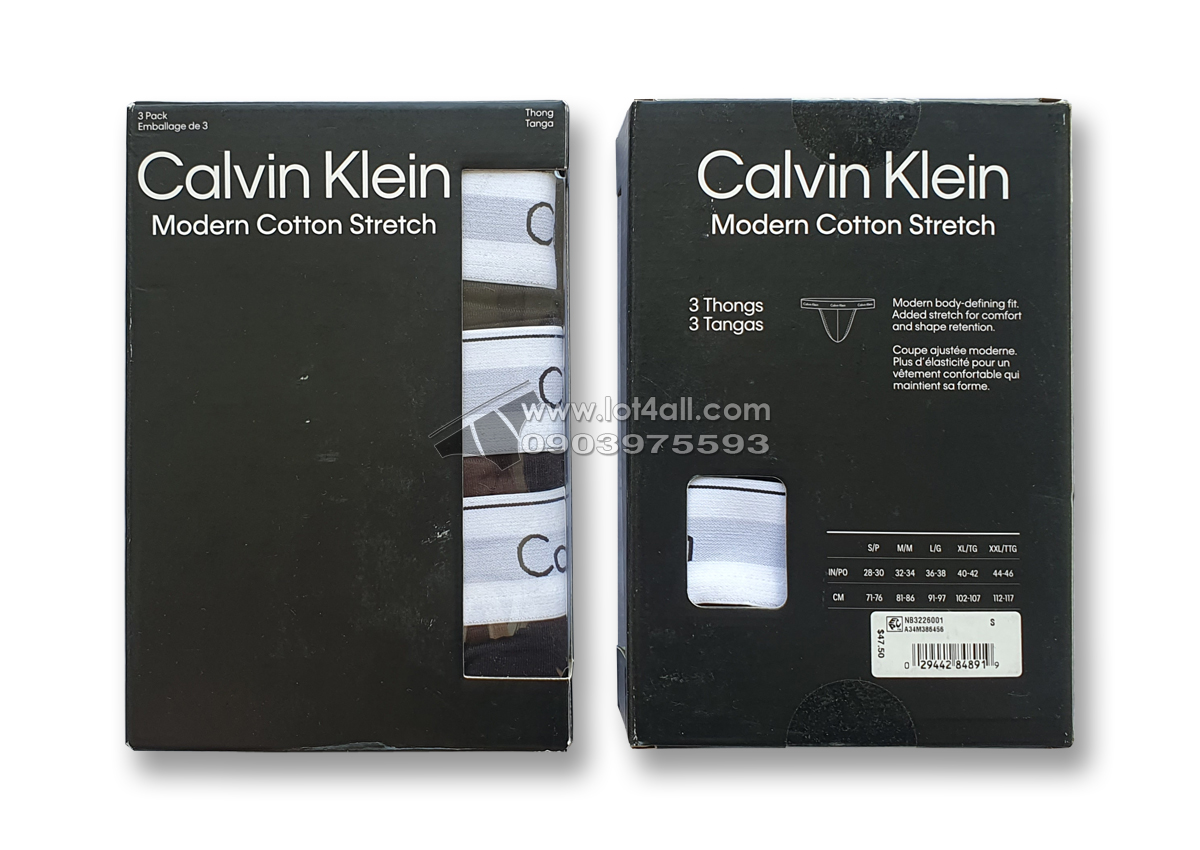 Quần lót nam Calvin Klein NB3226 Modern Cotton Stretch Thong 3-pack Black