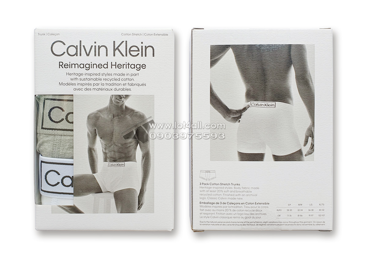 Quần lót nam Calvin Klein NB3506 Reimagined Heritage Cotton Trunk 3-pack Multi