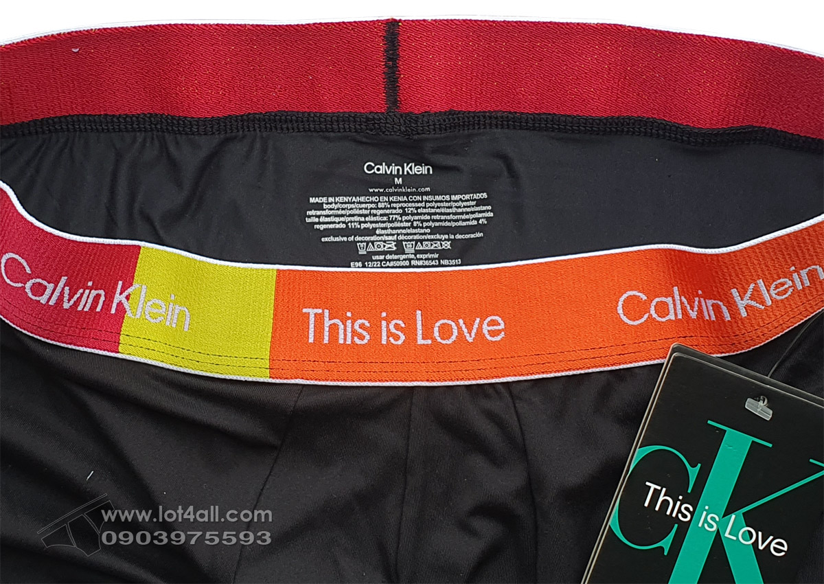 Quần lót nam Calvin Klein NB3513 Pride This Is Love Micro Low Rise Trunk Black/Cherry Tornado