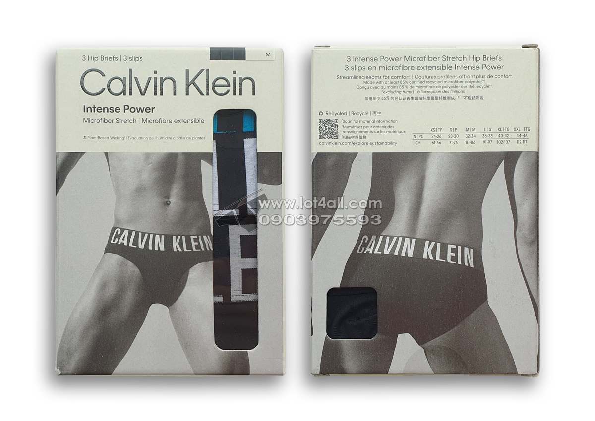 Quần lót nam Calvin Klein NB3610 Intense Power Micro Hip Brief 3-pack Black Multi