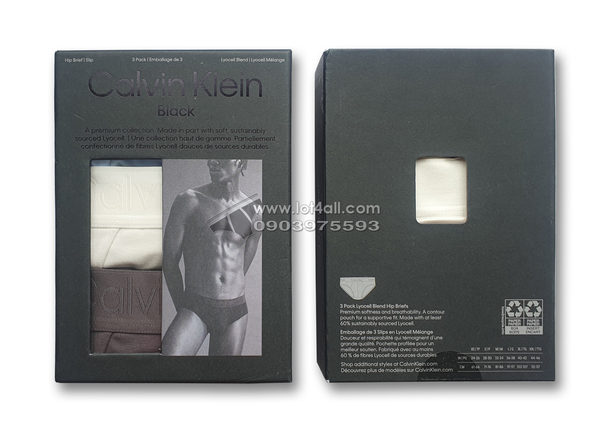 Quần lót nam Calvin Klein NB3650 CK Black Hip Brief 3-pack Multi
