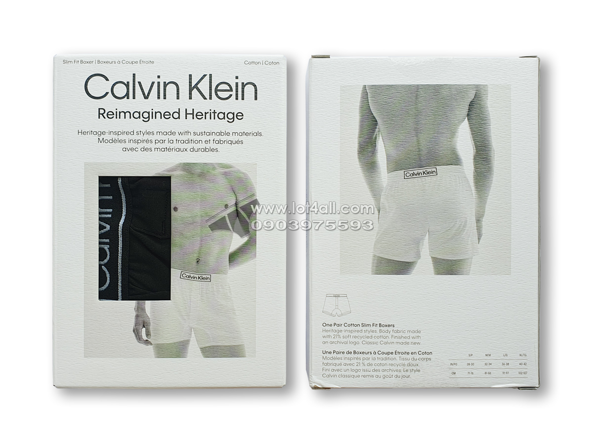 Quần boxer nam Calvin Klein NB3901 Reimagined Heritage Slim Boxer Black