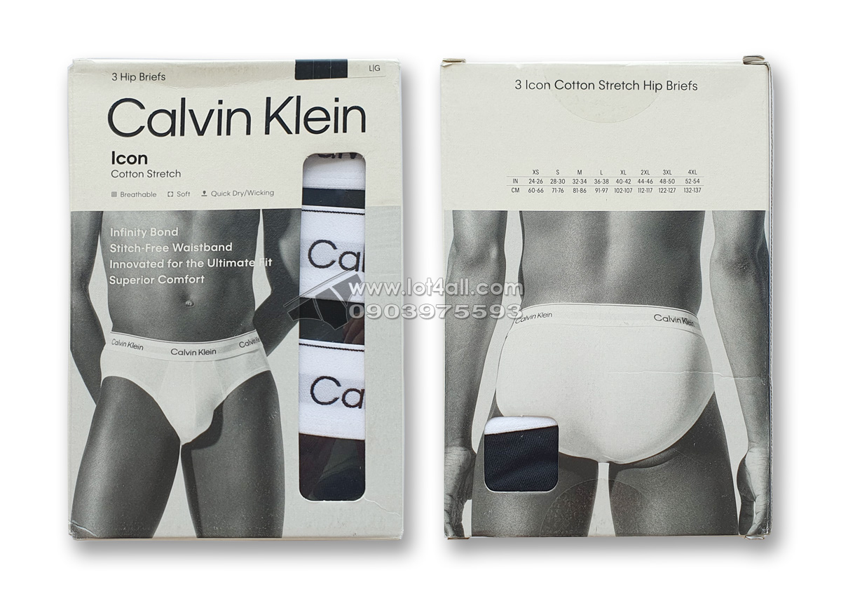 Quần lót nam CK NB4388 Modern Cotton Stretch Hip Brief 3-pack Black