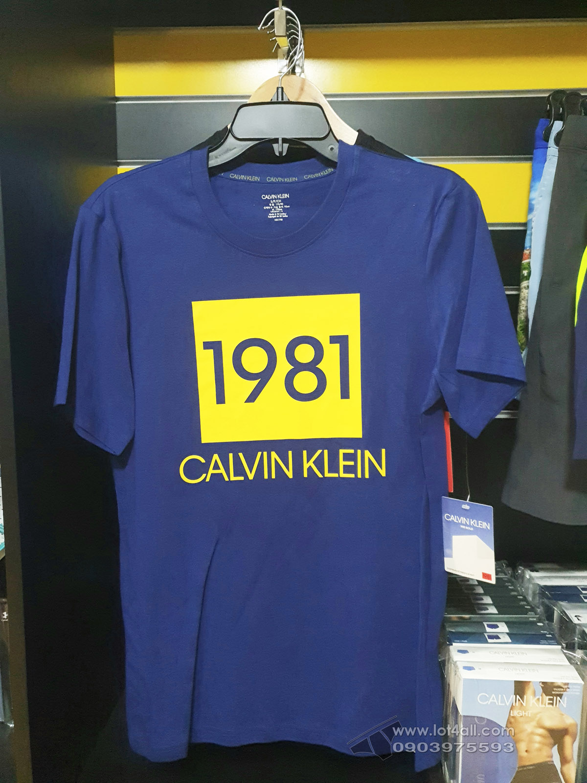 Áo thun nam Calvin Klein NM1708 Bold 1981 Crewneck T-Shirt Blue Depth