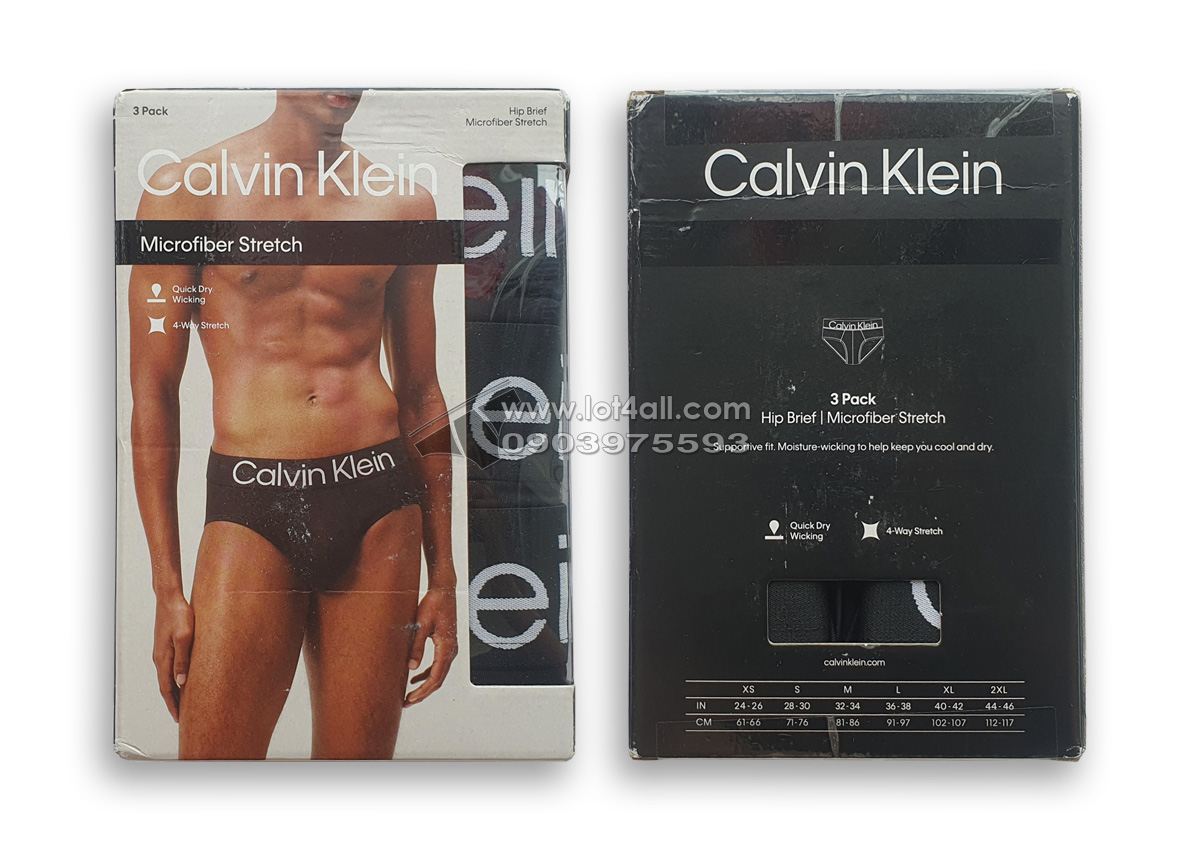 Quần lót nam CK NP2606O Microfiber Stretch Hip Brief 3-pack Black