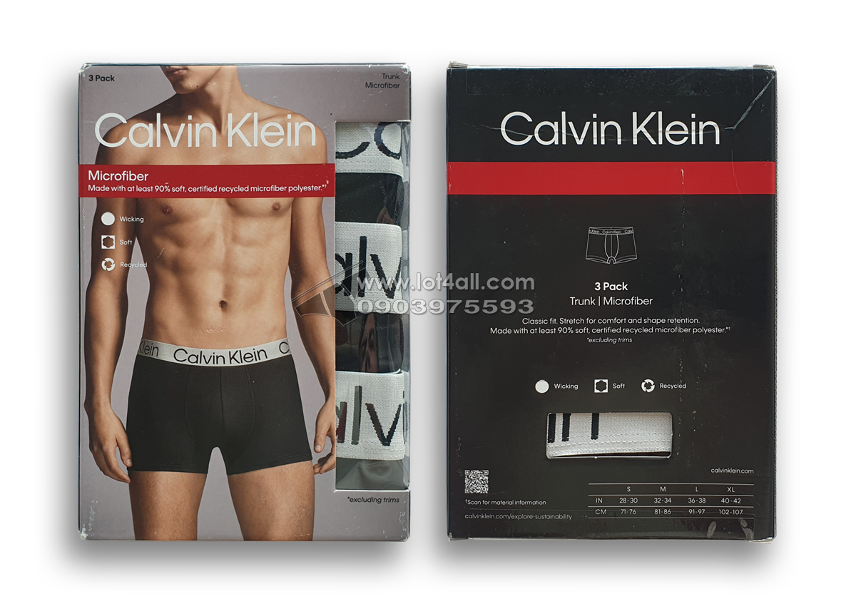 Quần lót nam Calvin Klein NP2741O Microfiber Chromatic Trunk 3-pack Black