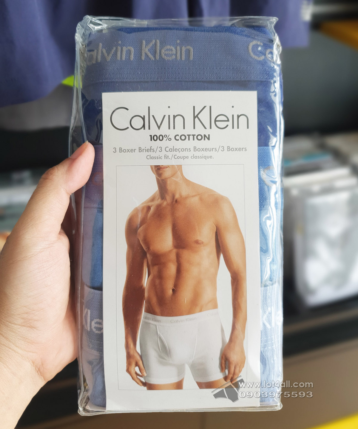 Quần lót nam Calvin Klein NU3019 Classic Cotton Boxer Brief 3-pack Blue Assorted