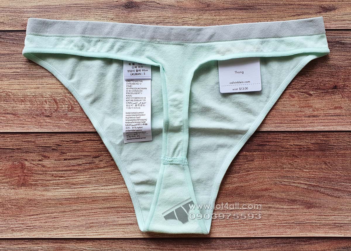 Quần lót nữ Calvin Klein QD3544 Pure Seamless Thong Panty Elysian Green