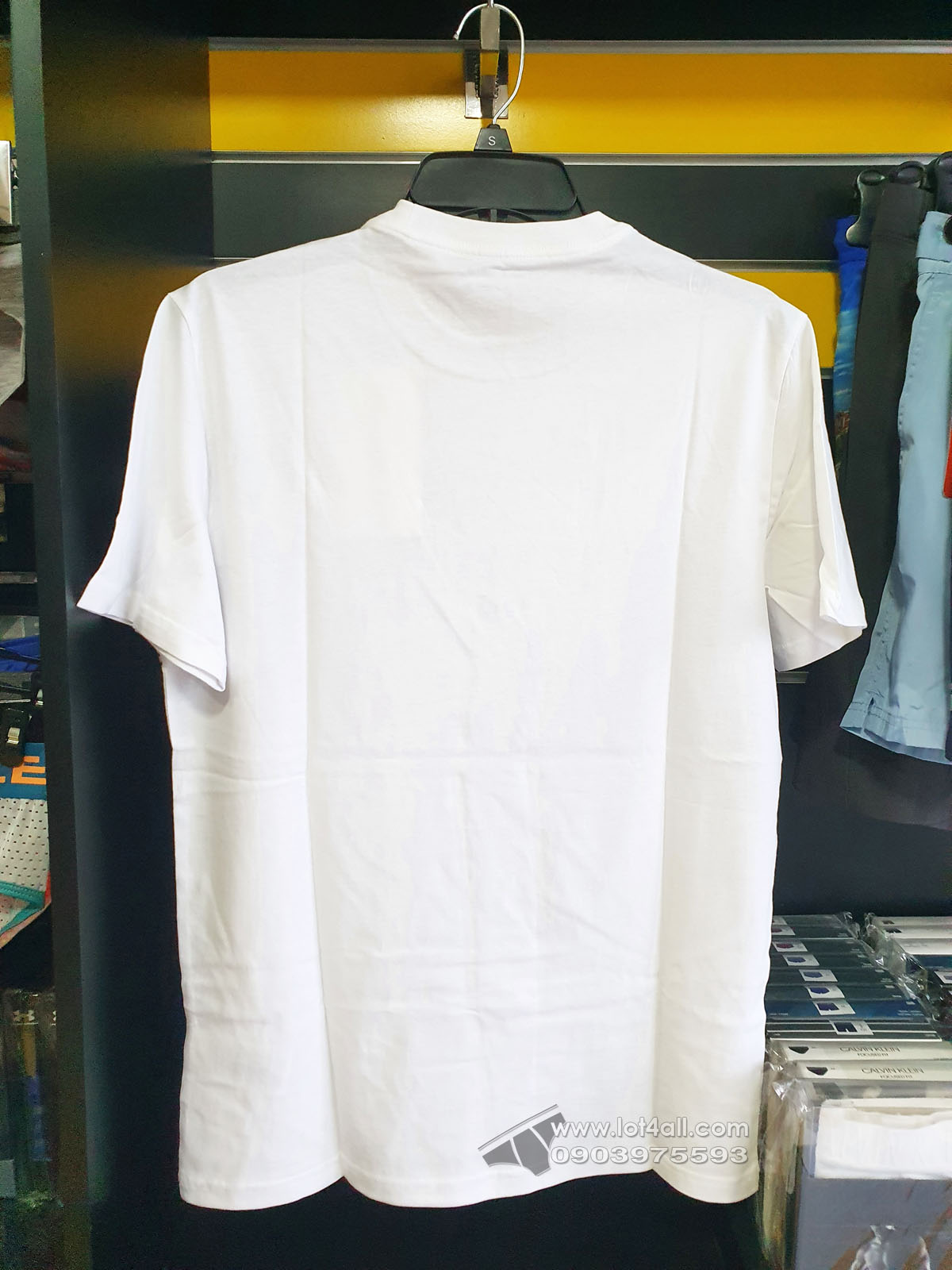 Áo nam Calvin Klein Monogram Logo Flash Stripe Crewneck T-Shirt White
