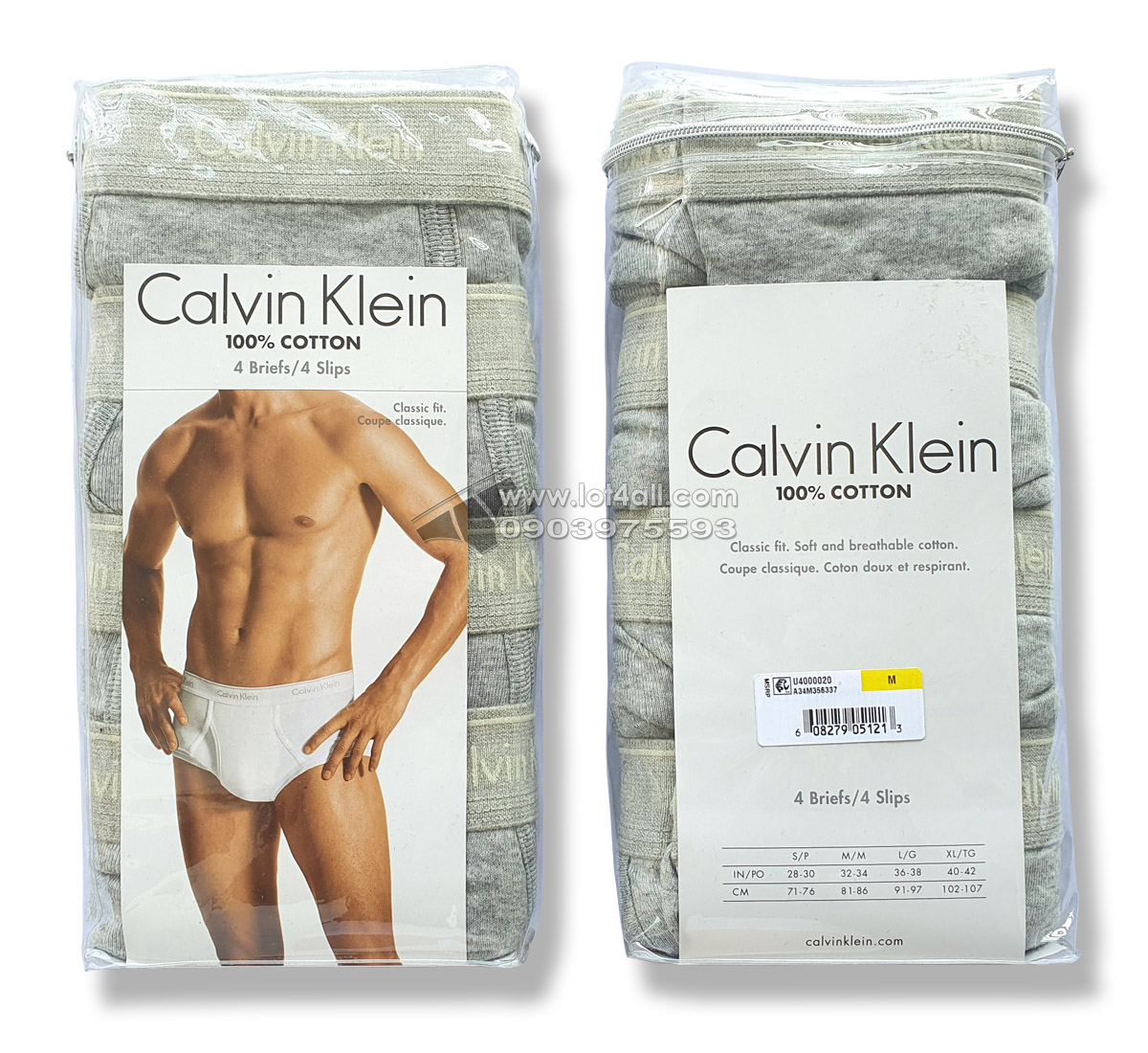 Quần lót Calvin Klein U4000 Cotton Classic Brief 4-pack Grey Heather