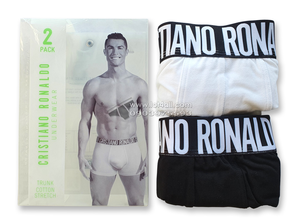 Quần lót nam Cristiano Ronaldo Essential Cotton Stretch Trunk 2-pack Black/White