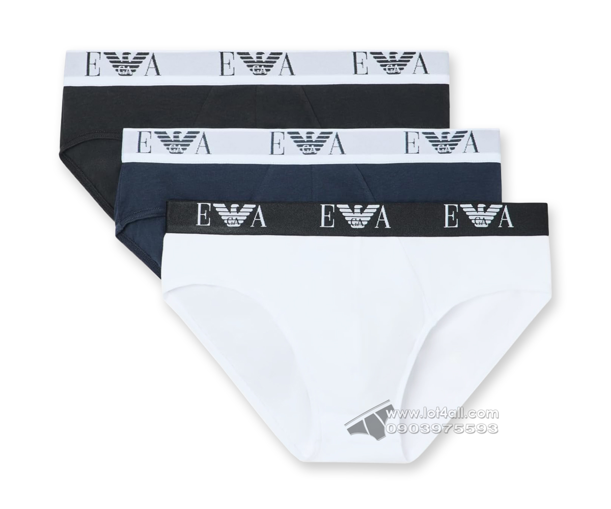 Quần lót nam Emporio Armani Bold Monogram Stretch Cotton Brief 3-pack Black/Blue/White