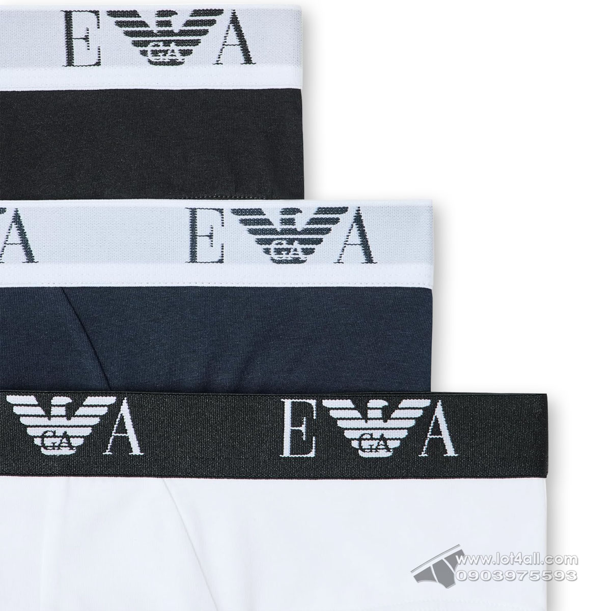 Quần lót nam Emporio Armani Bold Monogram Stretch Cotton Brief 3-pack Black/Blue/White