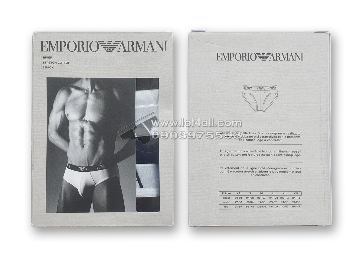 Quần lót nam Emporio Armani Bold Monogram Stretch Cotton Brief 3-pack Black/Blue/White