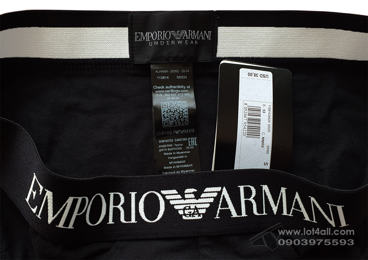 Quần lót nam Emporio Armani Organic Cotton Eagle Brief Black