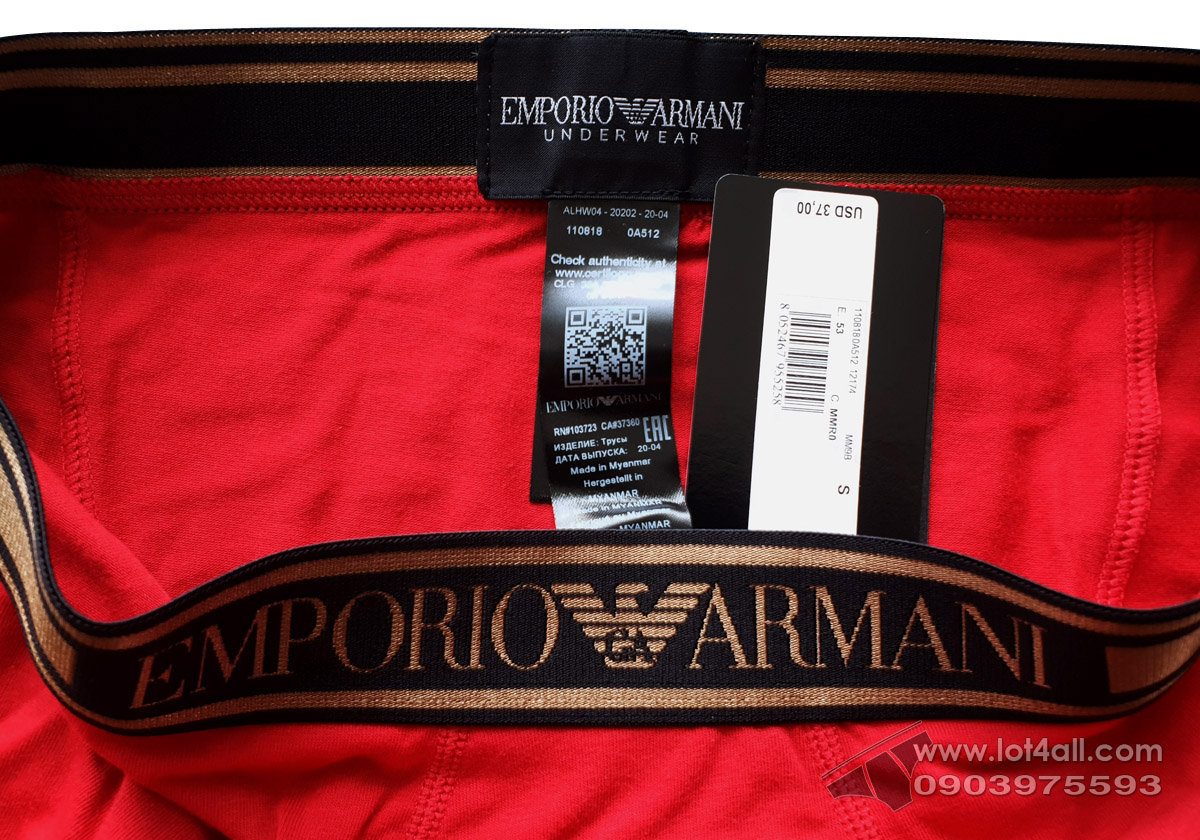 Quần lót nam Emporio Armani Shiny Logoband Boxer Brief Cherry