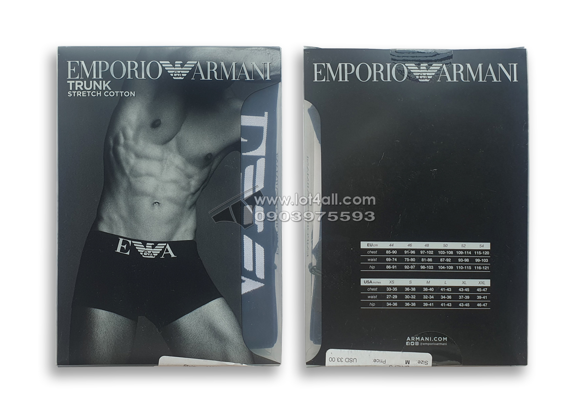 Quần lót nam Emporio Armani Cotton Stretch Trunk Black