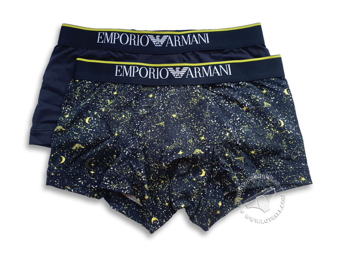 Quần lót nam Emporio Armani Christmas Stretch Cotton Trunk 2-pack Marine/Constellation